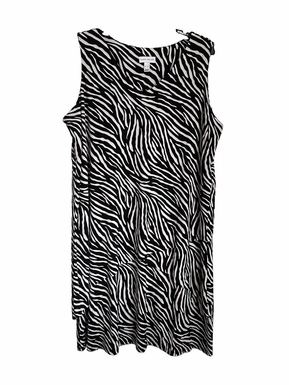 Susan Graver Dress Womens XL Zebra Sleeveless Safari Animal Print Flowy NWOT